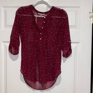 Maroon polka dot blouse